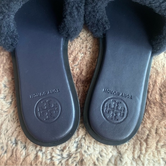 Tory Burch Aspen Embellished Shearling Slides - Picture 7 of 8
